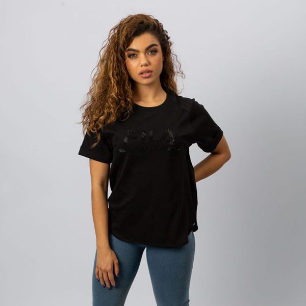 Camisetas Manga Corta Fila Mujer Negras - Milano Cotton - España 127450UCT